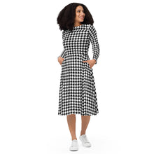 Load image into Gallery viewer, Houndstooth-Hunny All-over print long sleeve midi dress