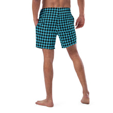 Load image into Gallery viewer, Houndstooth Aqua-King Men's swim trunks