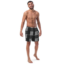Load image into Gallery viewer, Houndstooth Black-Menace Men's swim trunks
