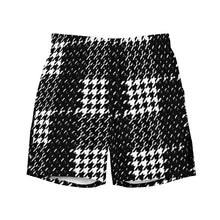 Load image into Gallery viewer, Houndstooth Black-Menace Men's swim trunks