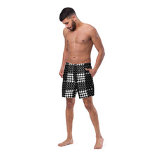 Load image into Gallery viewer, Houndstooth Black-Menace Men's swim trunks