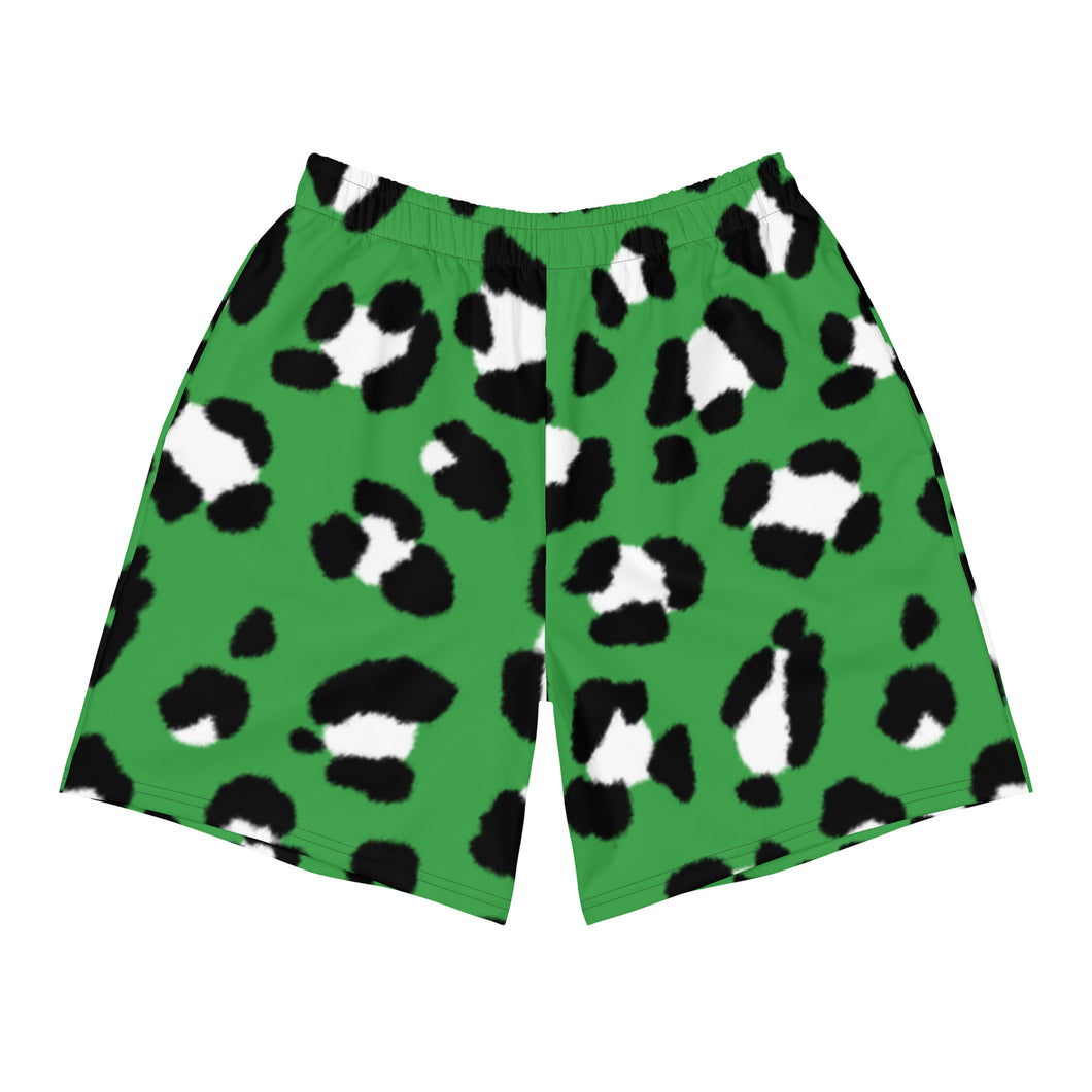 ‘Guinness-Green’ Men's leopard-print Athletic Shorts