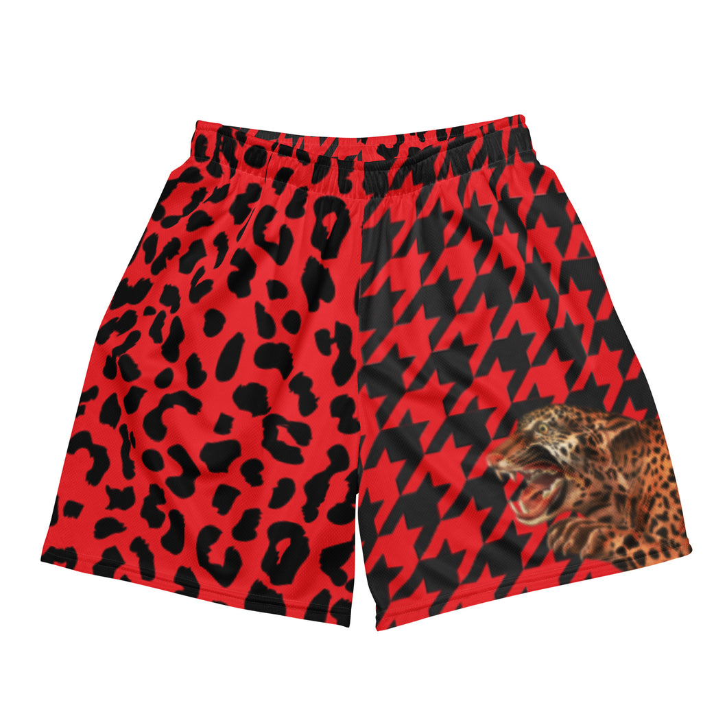 Leopard-Fiasco Unisex houndstooth mesh shorts