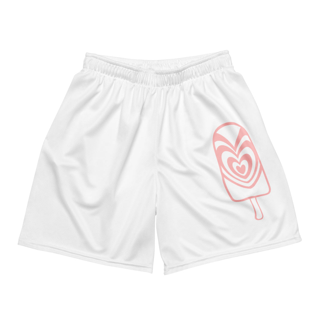 The-White-Swirl Unisex mesh shorts