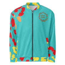 Load image into Gallery viewer, Sea Blue-Leopard-Chaos Unisex Bomber Jacket
