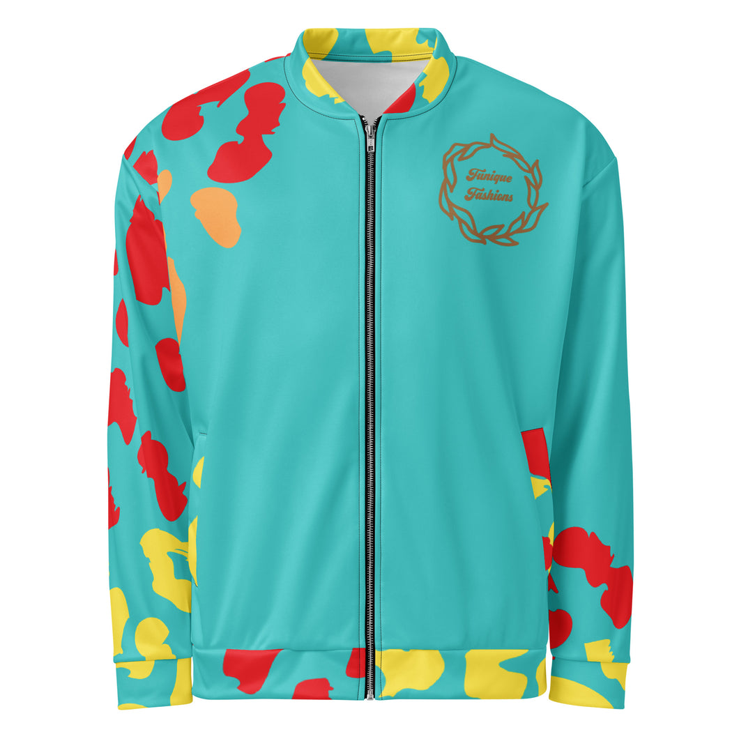 Sea Blue-Leopard-Chaos Unisex Bomber Jacket