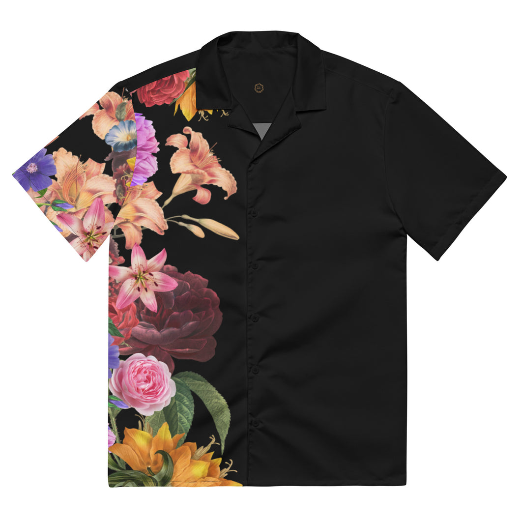 ‘Evelyn-of-Flowers’ Unisex button shirt