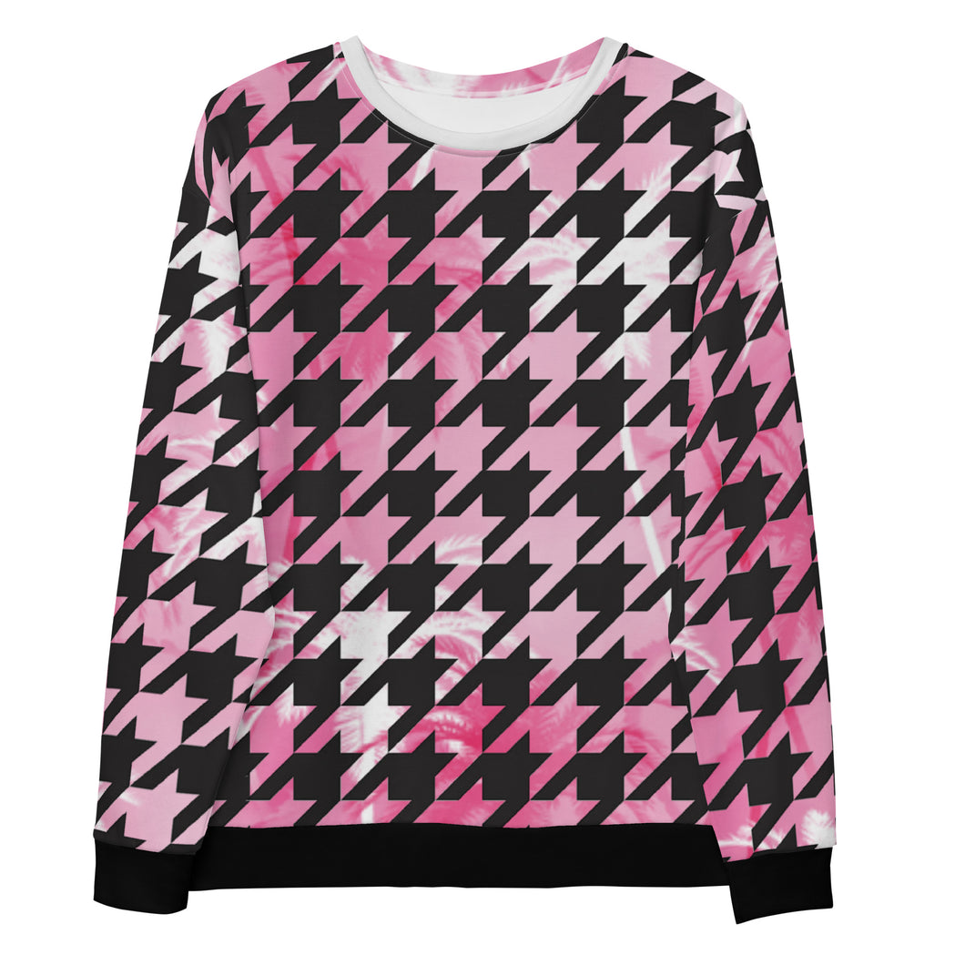 Pink-Honolulu Unisex Houndstooth Sweatshirt