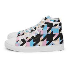 Load image into Gallery viewer, Pastel-Love Men’s high top houndstooth canvas shoes
