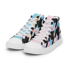 Load image into Gallery viewer, Pastel-Love Men’s high top houndstooth canvas shoes
