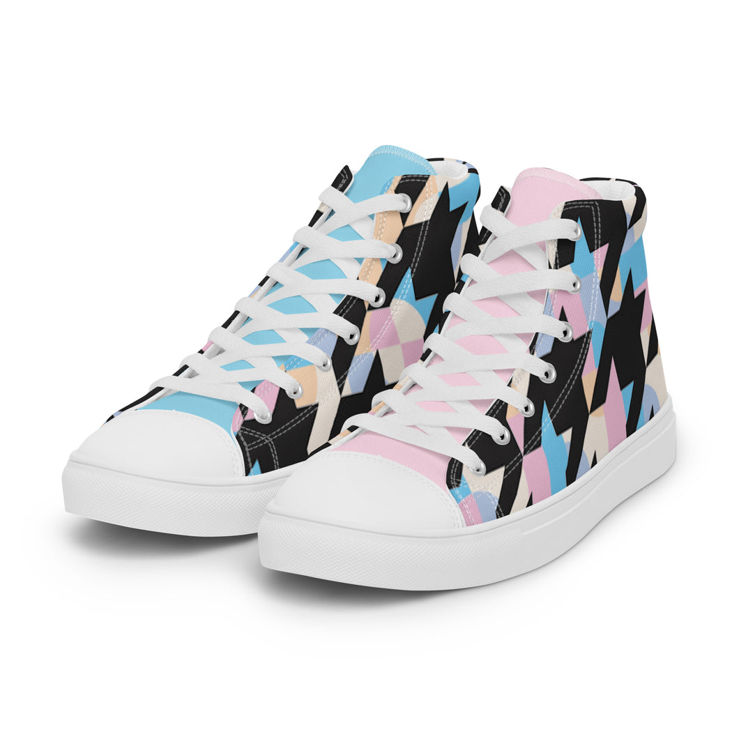 Pastel-Love Men’s high top houndstooth canvas shoes