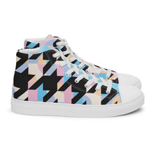 Load image into Gallery viewer, Pastel-Love Men’s high top houndstooth canvas shoes
