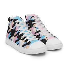 Load image into Gallery viewer, Pastel-Love Men’s high top houndstooth canvas shoes
