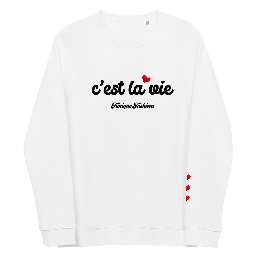 ‘Life&Love’ Unisex organic raglan sweatshirt