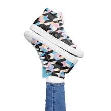 Load image into Gallery viewer, Pastel-Love Women’s high top houndstooth canvas shoes
