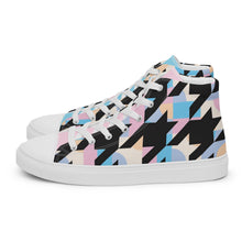 Load image into Gallery viewer, Pastel-Love Women’s high top houndstooth canvas shoes
