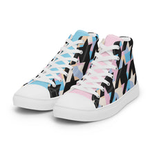 Load image into Gallery viewer, Pastel-Love Women’s high top houndstooth canvas shoes
