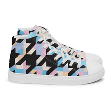 Load image into Gallery viewer, Pastel-Love Women’s high top houndstooth canvas shoes
