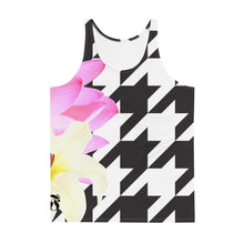 Load image into Gallery viewer, Houndstooth &amp; Flowers Unisex Tank Top
