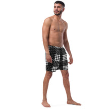 Load image into Gallery viewer, Houndstooth Black-Menace Men&#39;s swim trunks
