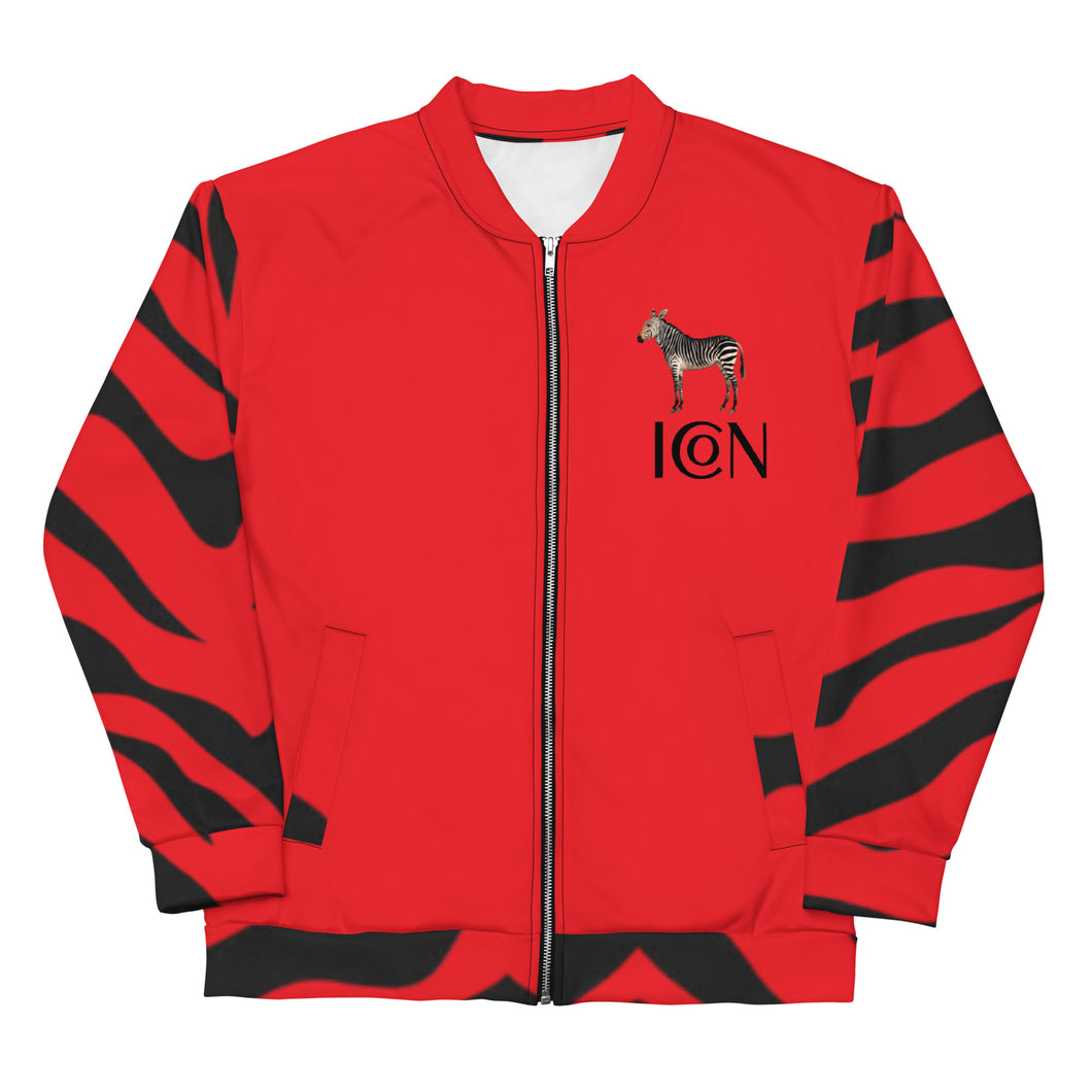 Zebra-ICON (Red) Unisex Bomber Jacket