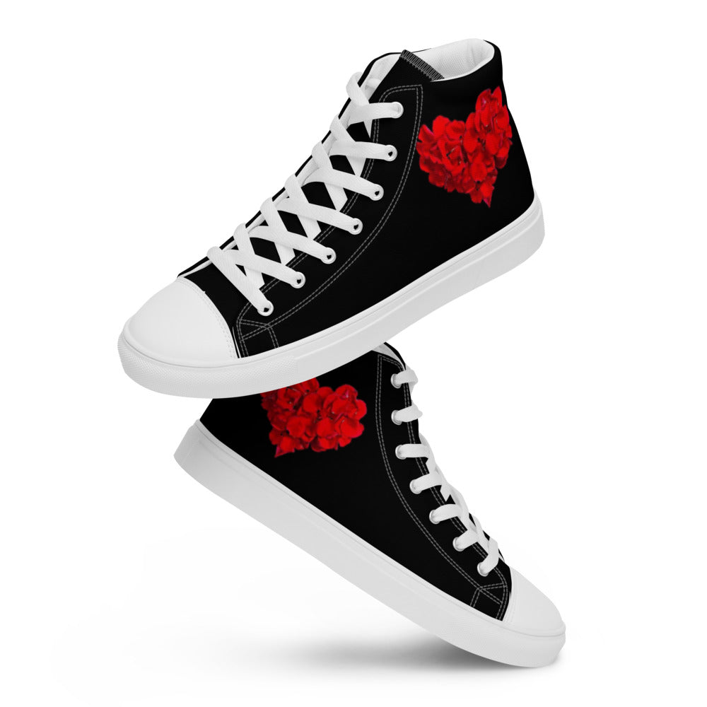 Petal-Love (Black) Men’s high top canvas shoes