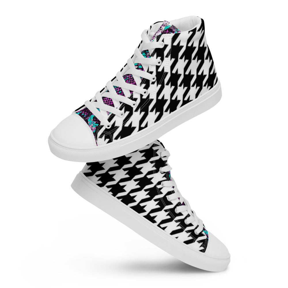 Cobra-Inventi (Houndstooth) Men’s high top canvas shoes